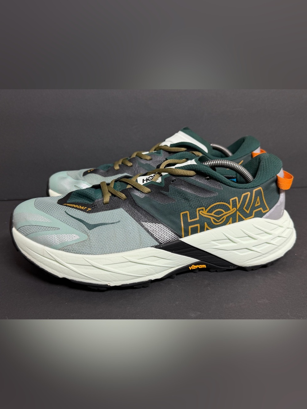Hoka One Speedgoat 7 Trail-Running Shoes -Men's 12.5 2E WIDE Bay Leaf/Sea Glass